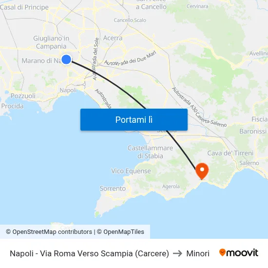 Napoli - Via Roma Verso Scampia (Carcere) to Minori map