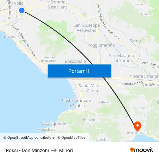 Rossi - Don Minzoni to Minori map
