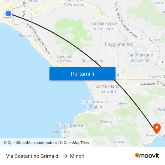 Via Costantino Grimaldi to Minori map