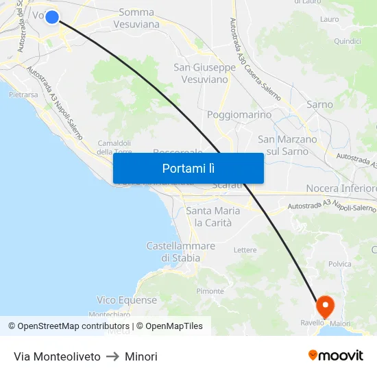 Via Monteoliveto to Minori map