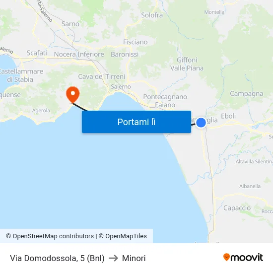 Via Domodossola, 5 (Bnl) to Minori map