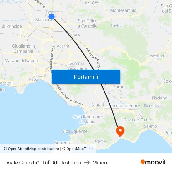 Viale Carlo Iii° - Rif. Alt. Rotonda to Minori map