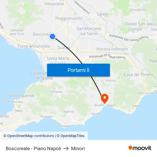 Boscoreale - Piano Napoli to Minori map