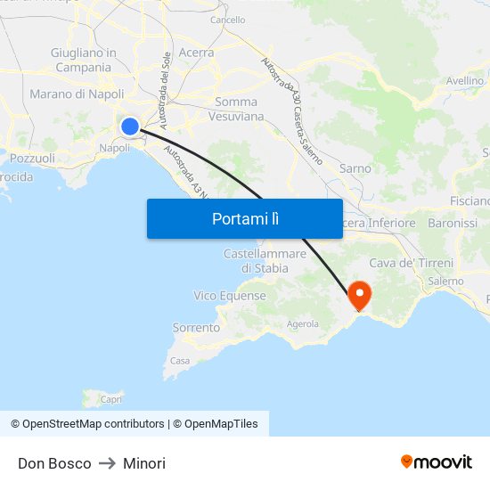 Don Bosco to Minori map