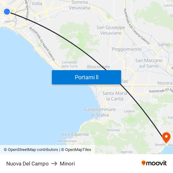 Nuova Del Campo to Minori map