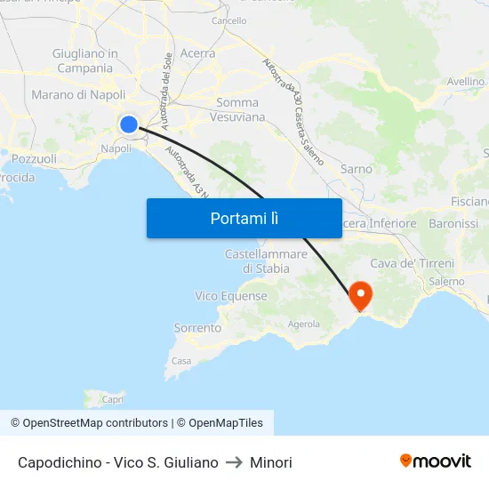 Capodichino - Vico S. Giuliano to Minori map