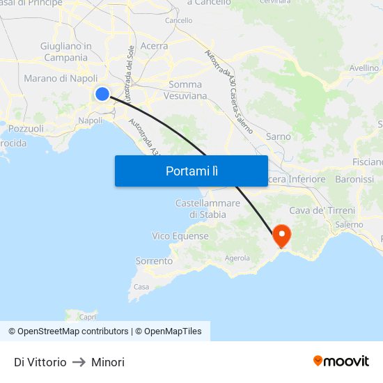 Di Vittorio to Minori map