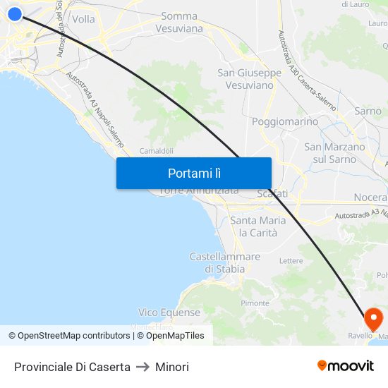 Provinciale Di Caserta to Minori map