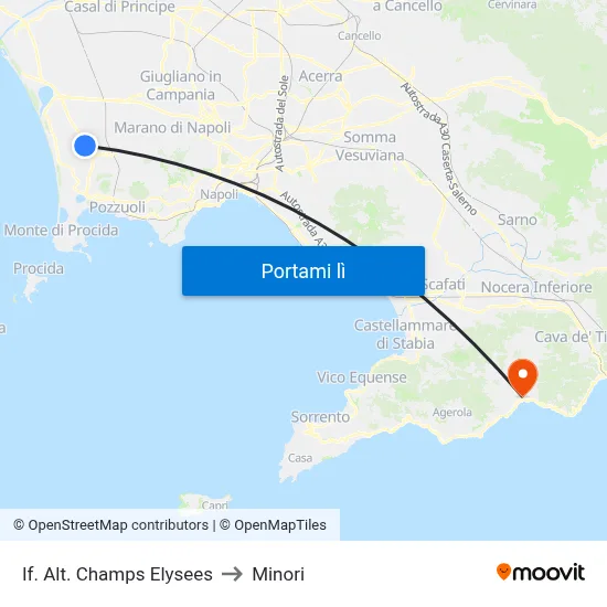 If. Alt. Champs Elysees to Minori map