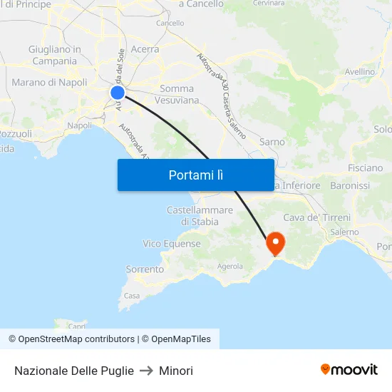 Nazionale Delle Puglie to Minori map