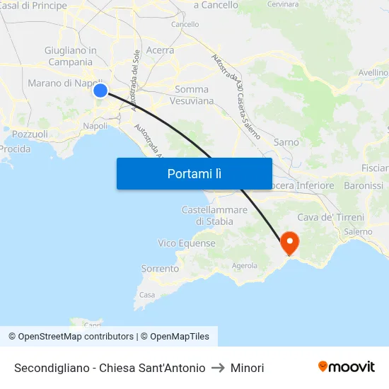 Secondigliano - Chiesa Sant'Antonio to Minori map