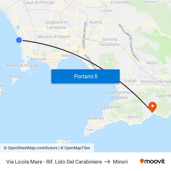 Via Licola Mare - Rif. Lido Del Carabiniere to Minori map
