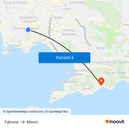 Falcone to Minori map