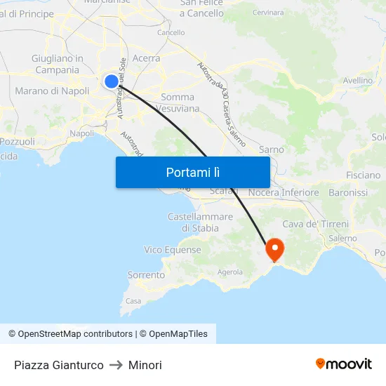 Piazza Gianturco to Minori map