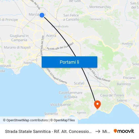 Strada Statale Sannitica - Rif. Alt. Concessionaria Mitsubisci to Minori map
