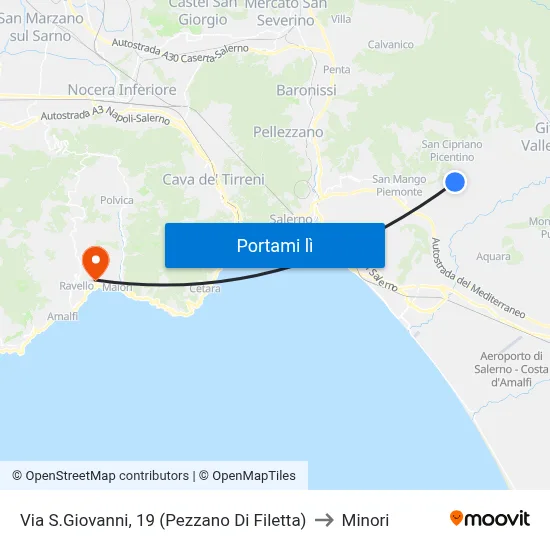 Via S.Giovanni, 19 (Pezzano Di Filetta) to Minori map