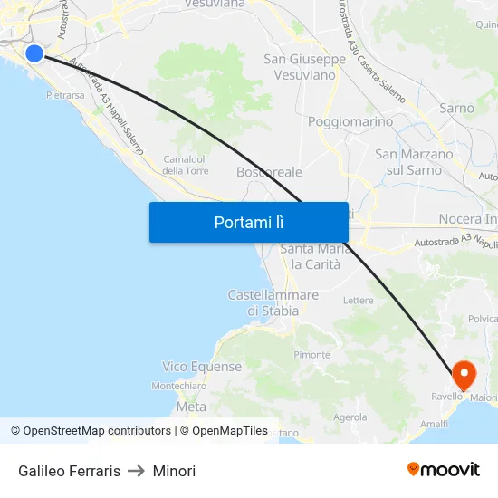 Galileo Ferraris to Minori map