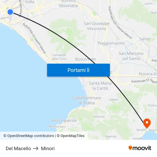 Del Macello to Minori map
