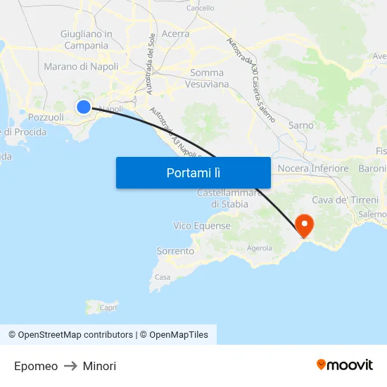 Epomeo to Minori map