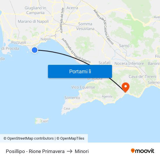 Posillipo - Rione Primavera to Minori map