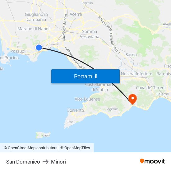 San Domenico to Minori map