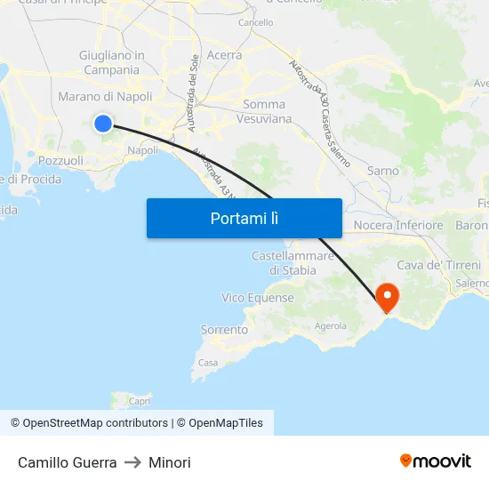Camillo Guerra to Minori map