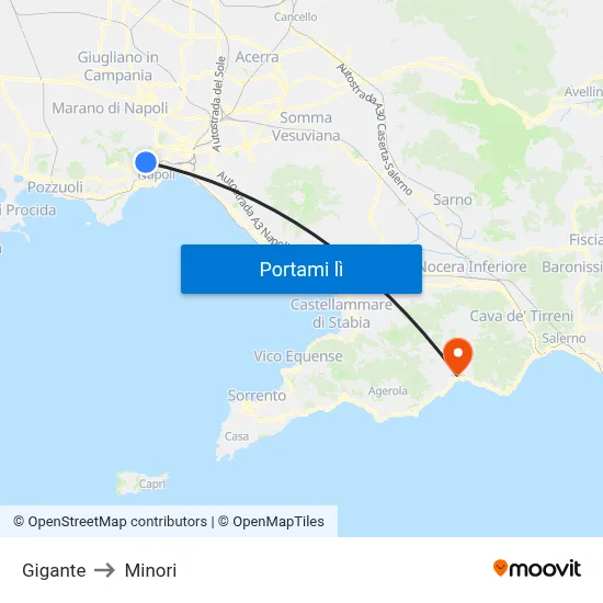 Gigante to Minori map