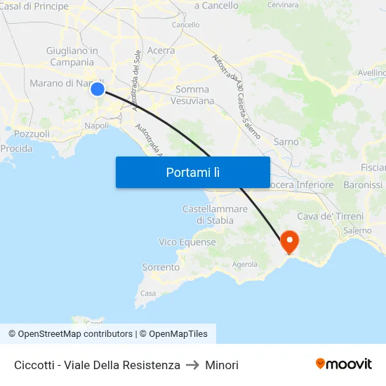 Ciccotti - Viale Della Resistenza to Minori map