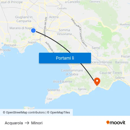 Acquarola to Minori map