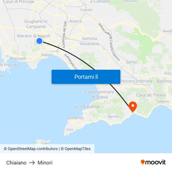 Chiaiano to Minori map
