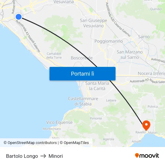 Bartolo Longo to Minori map