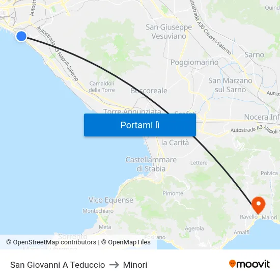 San Giovanni A Teduccio to Minori map