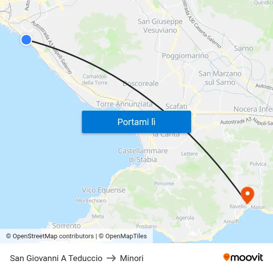 San Giovanni A Teduccio to Minori map