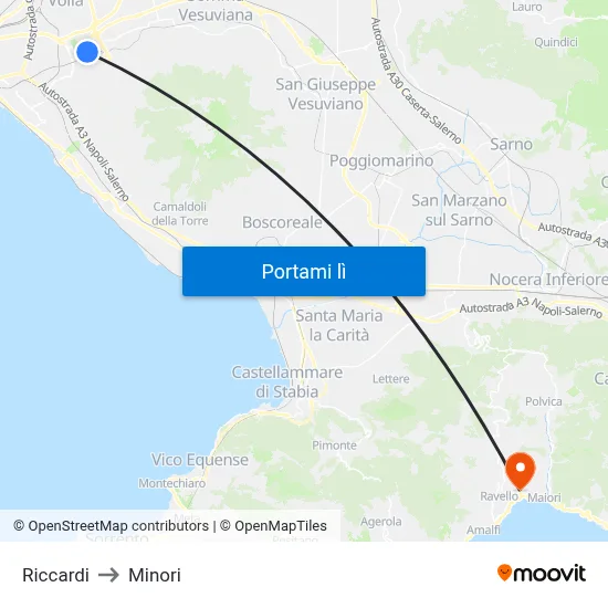 Riccardi to Minori map