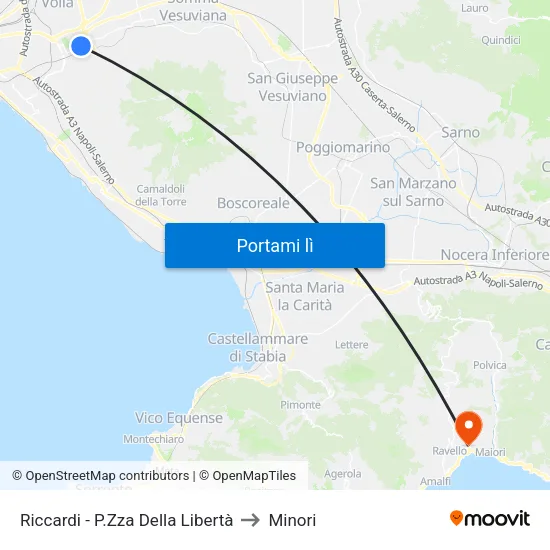 Riccardi - P.Zza Della Libertà to Minori map