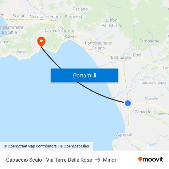 Capaccio Scalo - Via Terra Delle Rose to Minori map