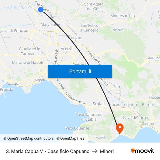 S. Maria Capua V. - Caseificio Capuano to Minori map