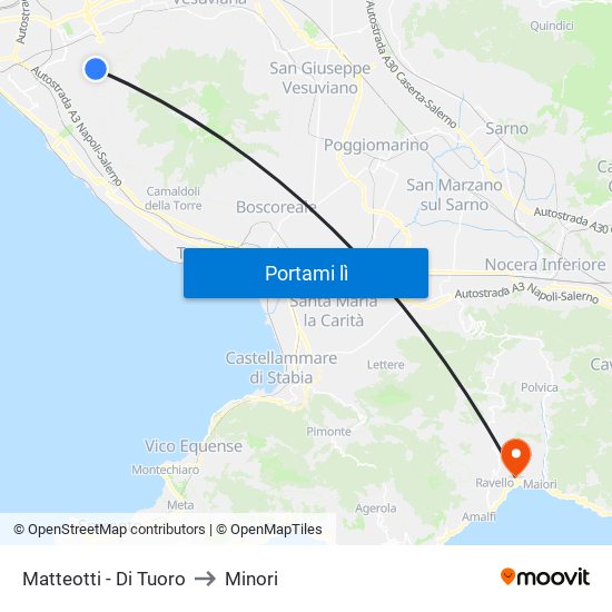 Matteotti - Di Tuoro to Minori map
