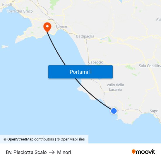 Bv. Pisciotta Scalo to Minori map