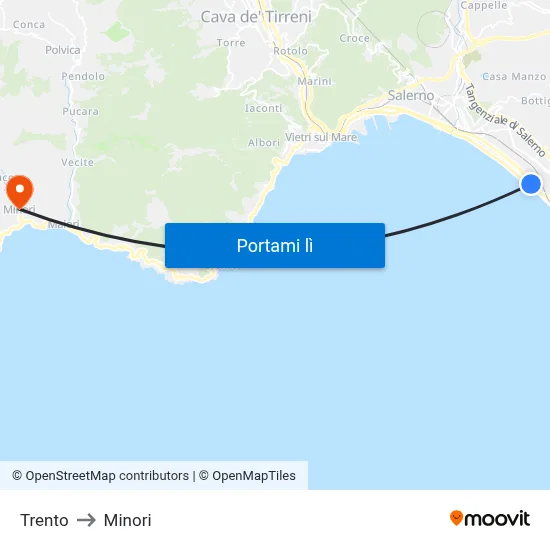 Trento to Minori map