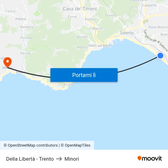 Della Libertà - Trento to Minori map