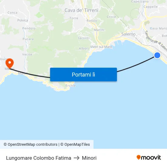 Lungomare Colombo Fatima to Minori map