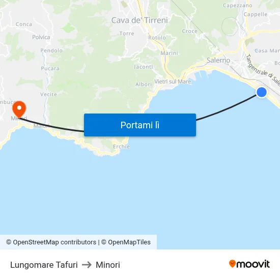 Lungomare Tafuri to Minori map