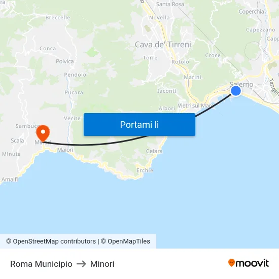 Roma Municipio to Minori map