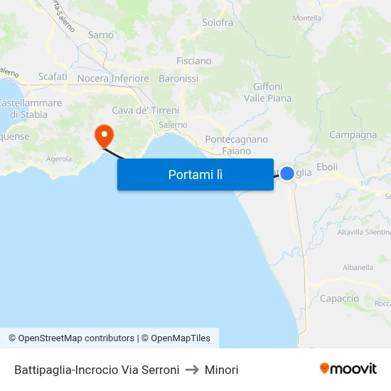 Battipaglia-Incrocio Via Serroni to Minori map