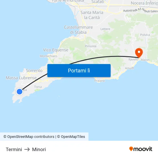 Termini to Minori map