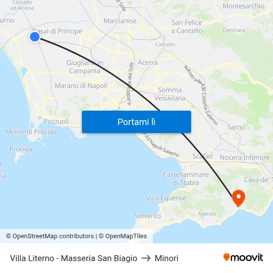 Villa Literno - Masseria San Biagio to Minori map