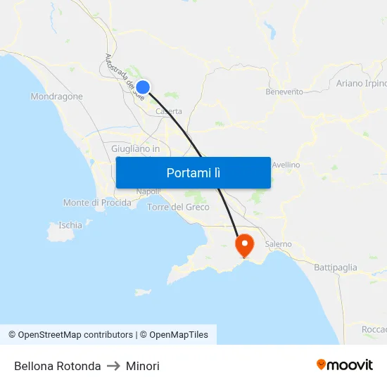 Bellona Rotonda to Minori map