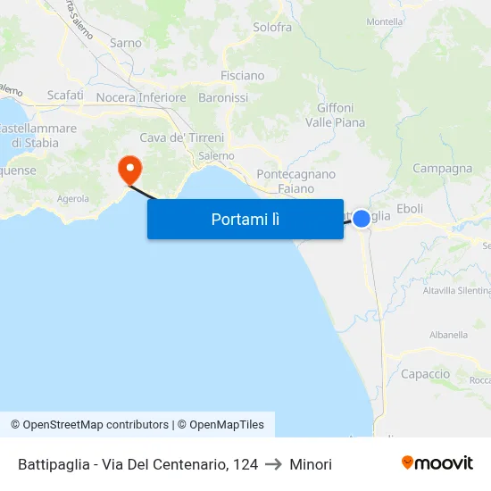 Battipaglia - Via Del Centenario, 124 to Minori map