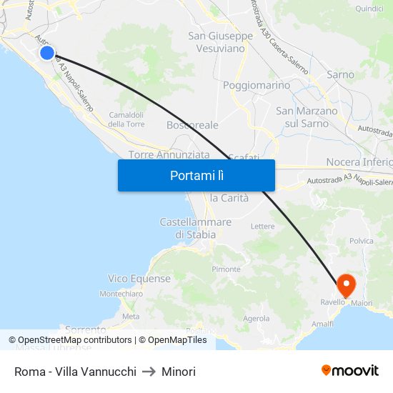 Roma - Villa Vannucchi to Minori map